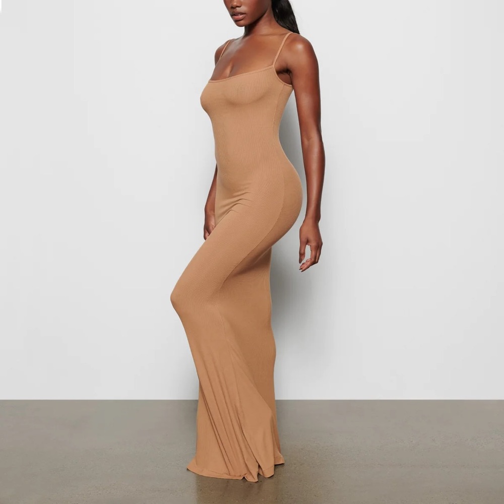 SKIMS soft lounge long slip dress in camel Sz M